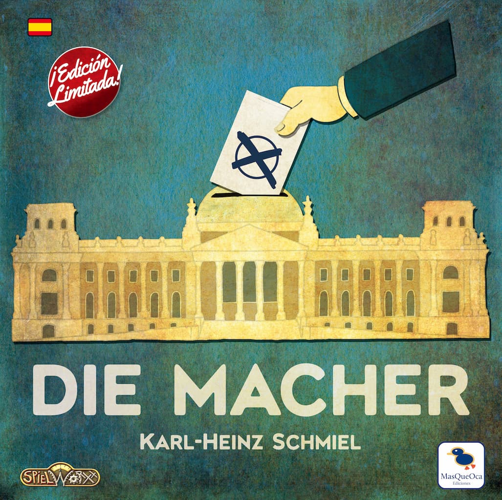 Die Macherwas published by Ediciones MasQueOca and the board game manufacturer was Boda Games Manufacturing.