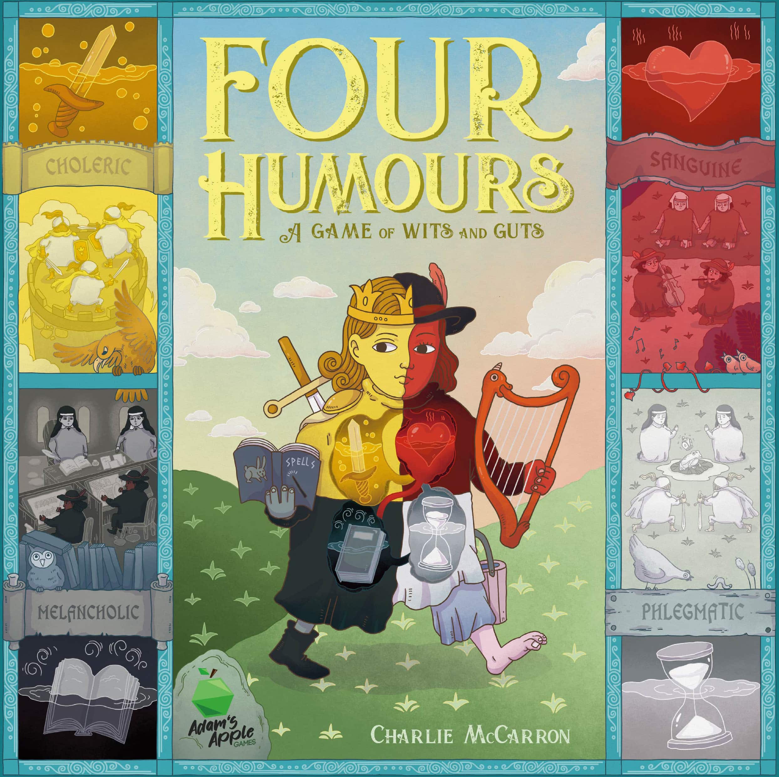 Four Humours was published by Adam's Apple Games and the board game manufacturer was Boda Games Manufacturing.