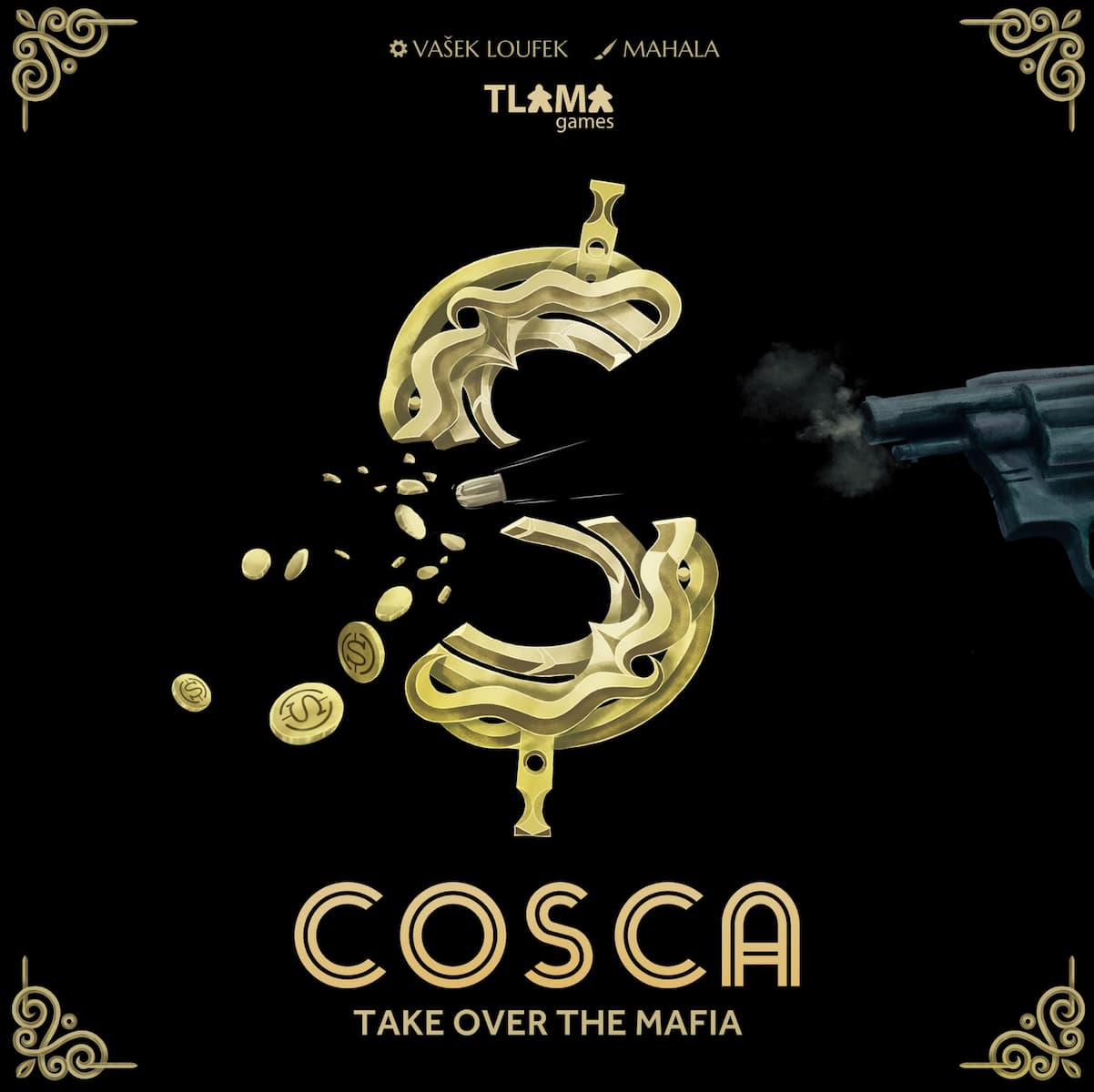 COSCA: Take Over the Mafia the board game was published by TLAMA Games and the board game manufacturer was Boda Games Manufacturing.
