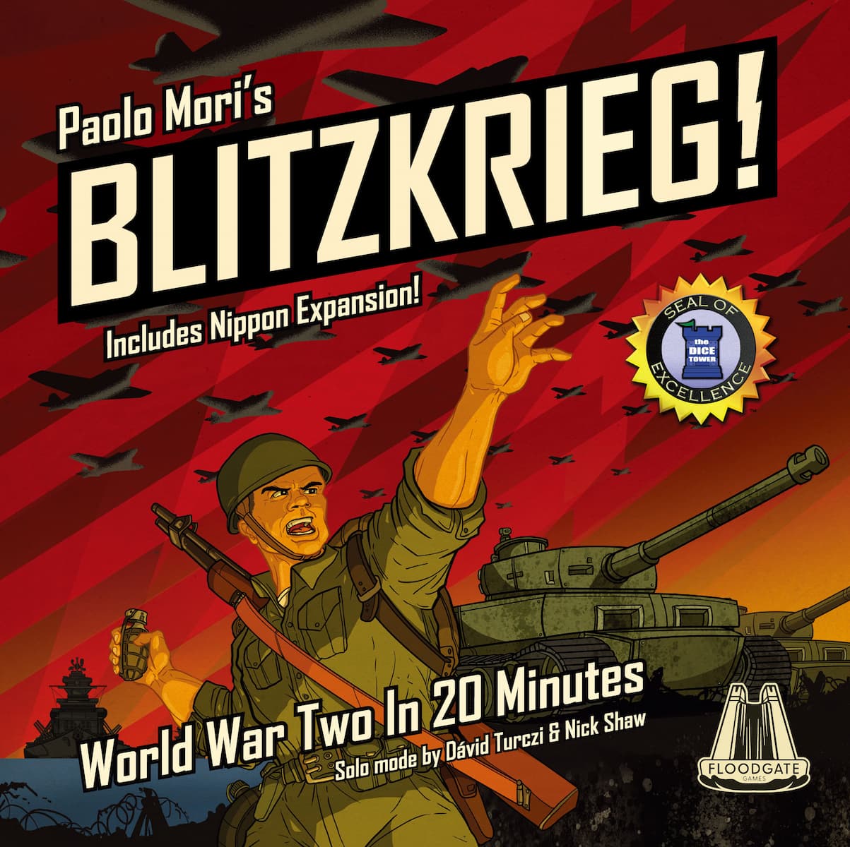 Blitzkrieg!: World War Two the board game was published by Floodgate Games and the board game manufacturer was Boda Games Manufacturing.