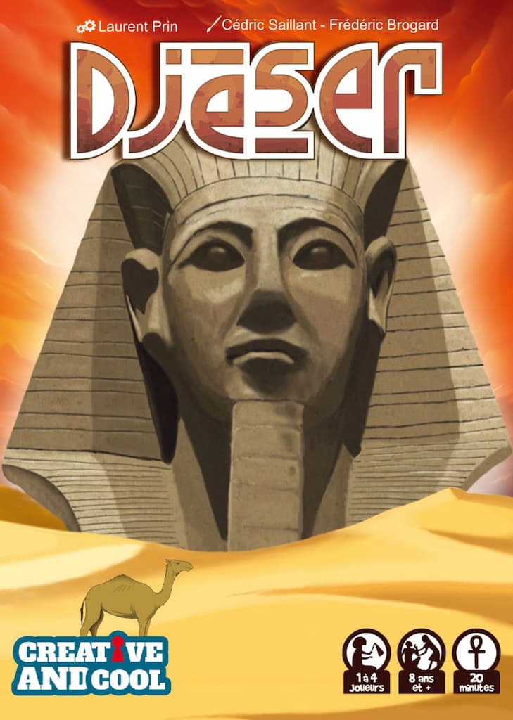 Djeser the board game was published by Creative and Cool and the board game manufacturer was Boda Games Manufacturing.