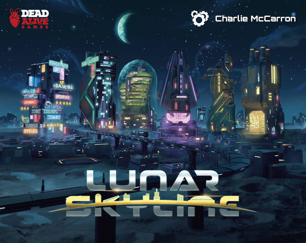 Lunar Skyline the board game was published by Dead Alive Games and the board game manufacturer was Boda Games Manufacturing.